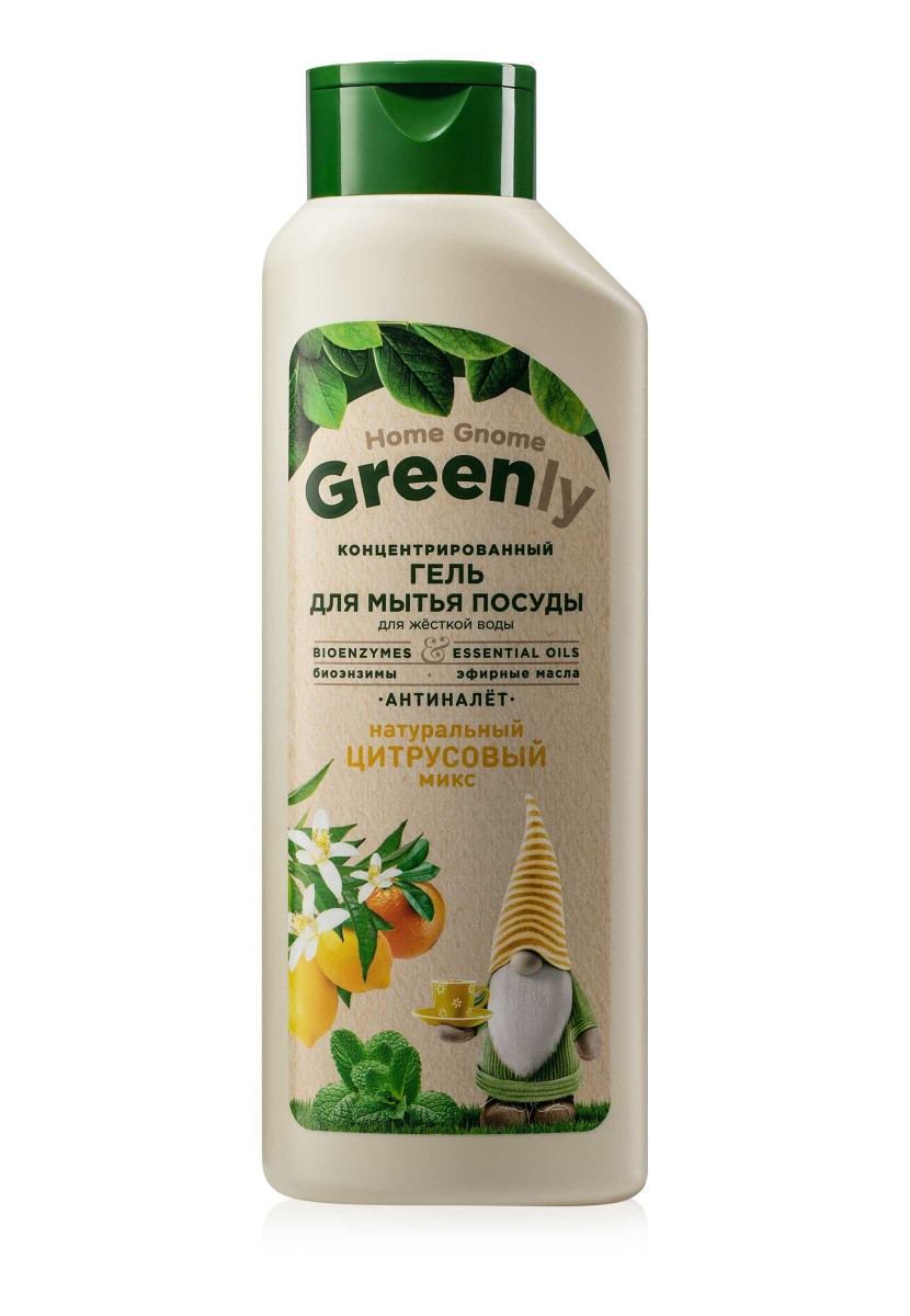 Концентрированный гель для мытья посуды «Цитрусовый микс» Home Gnome Greenly