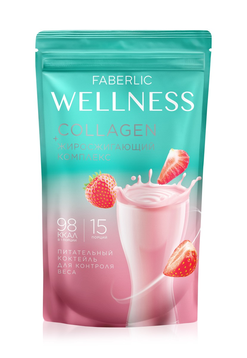 Протеиновый коктейль с коллагеном и жиросжигающим комплексом Wellness, вкус «Клубника»